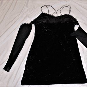 black dress with sheer sleeves